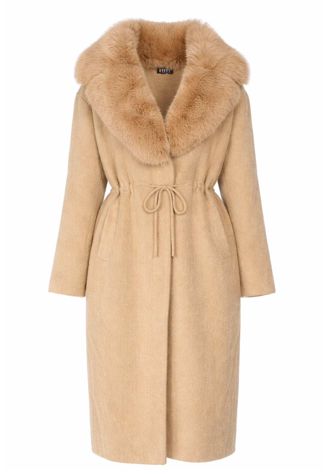 GIACCA LUNGA CON COLLO IN PELLICCIA,3 TG,100%NY,MADE IN PRC  